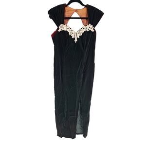 Vintage Dollar Women's Forest Green Velvet Cap Sleeved Sheath Prom Dress Size L